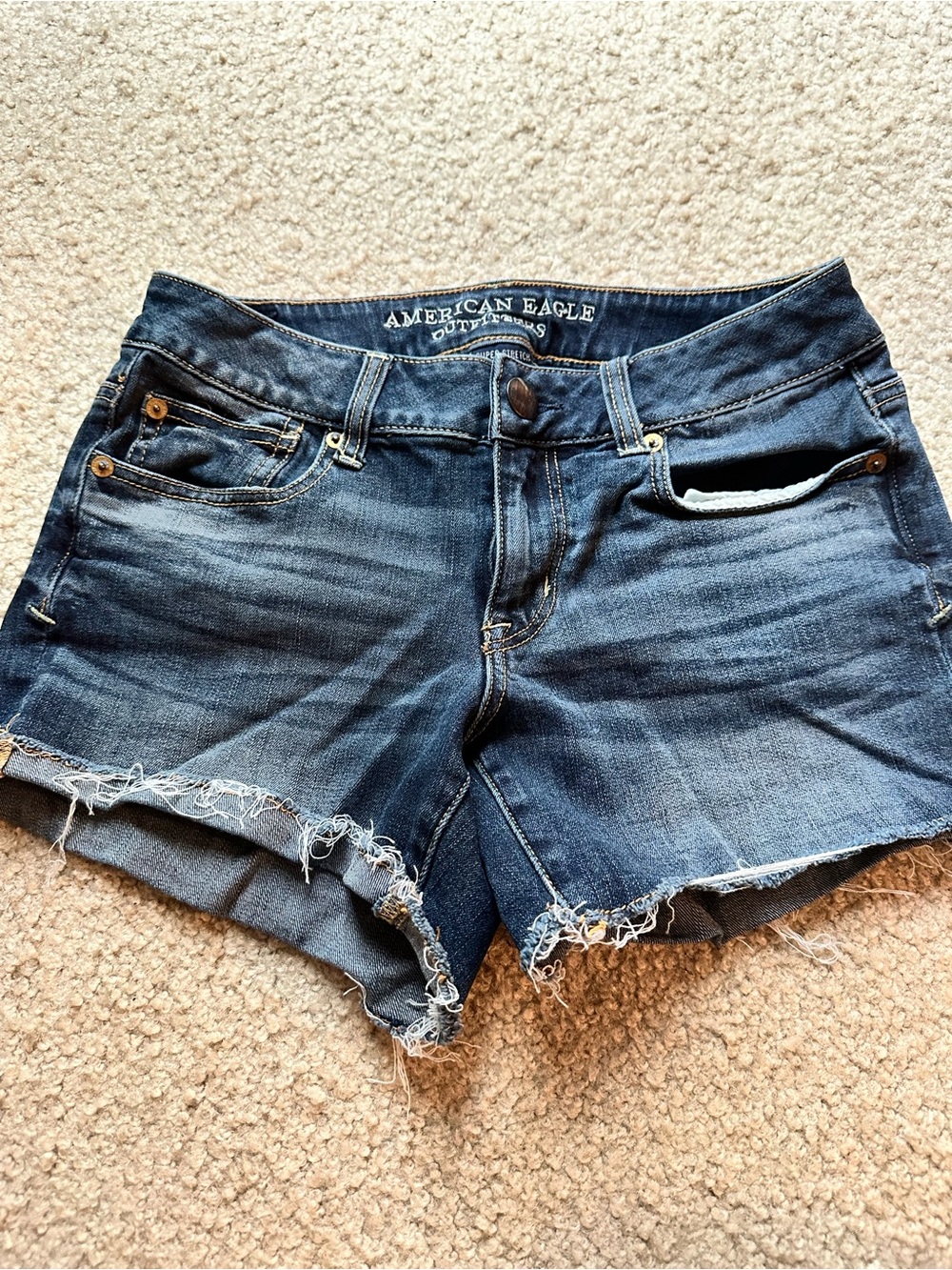 American Eagle Outfitters Indigo Washed Distressed Denim Cutoff Shorts